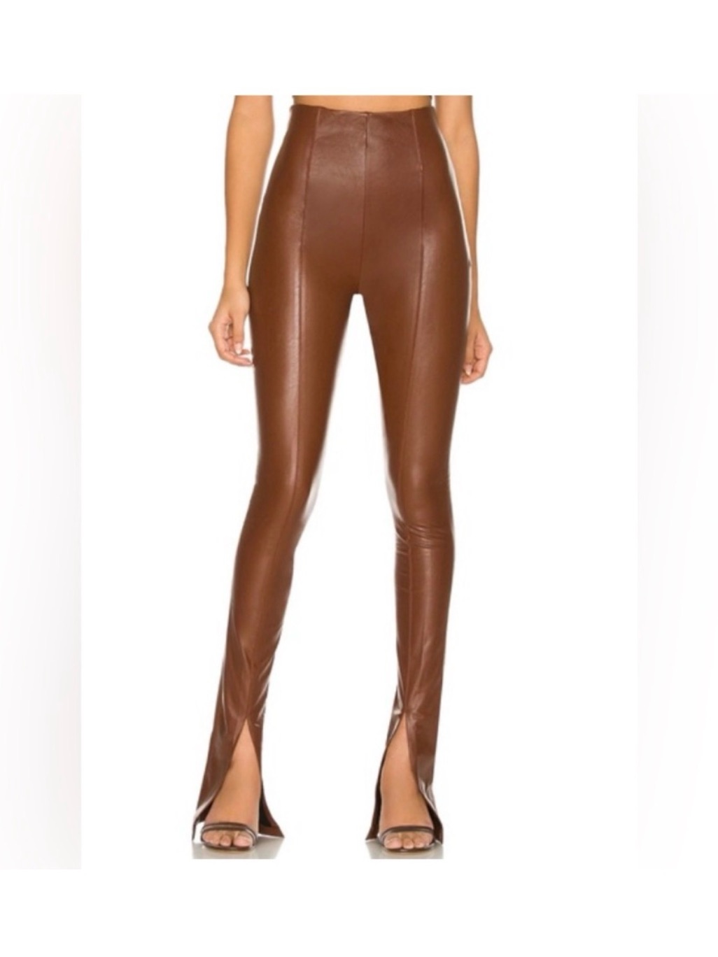 Amanda Uprichard Brown Faux Leather Skirt